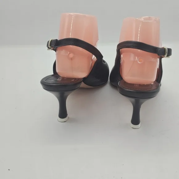 Beautiisoles Flynn Perforated Slingback Heels Women's 10 Black - Picture 5 of 11